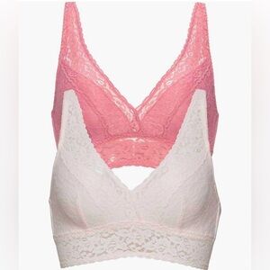 Felina Signature Stretch Lace Bralette 2-Pack NWT – Pink & White (Size Medium)